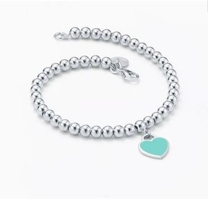 Tiffany Blue Heart Tag Bead Bracelet NEW